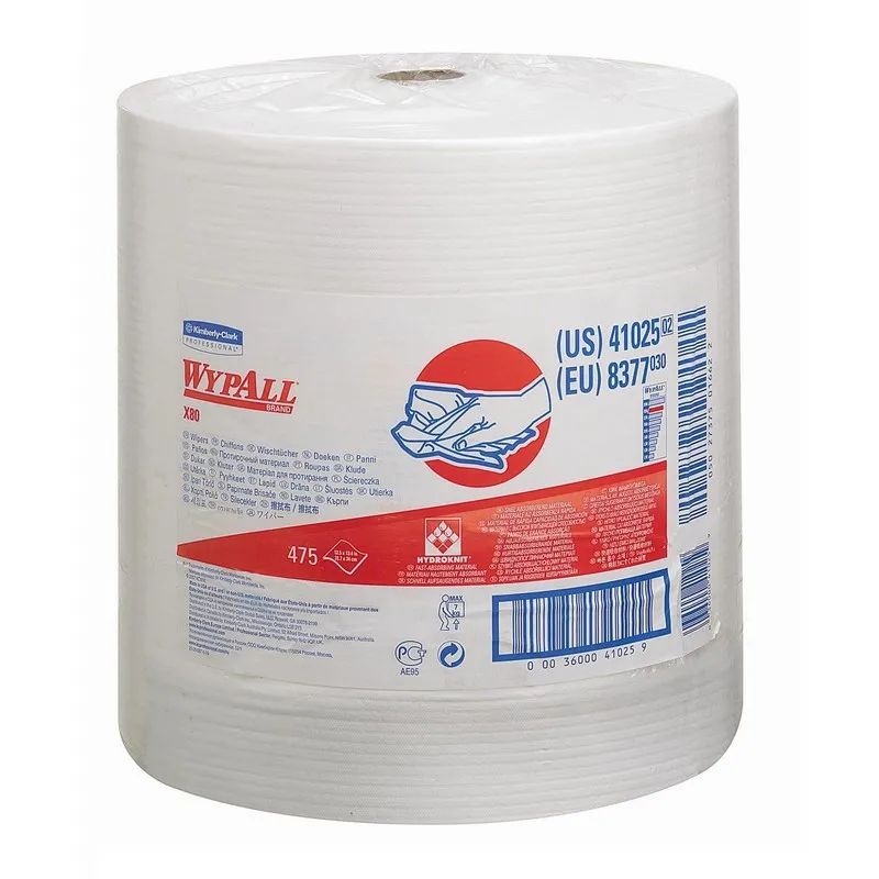 Материал протирочный нетканый WYPALLxX80WHLROLL1P 1X475 31,5х31см бел.8377