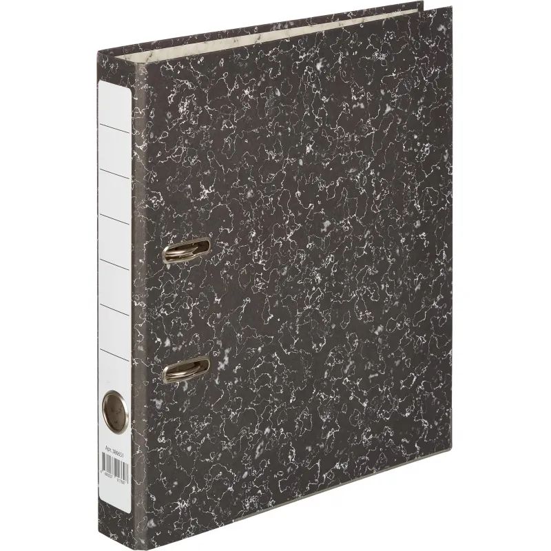 Папка-регистратор 50мм мрамор, черн. (фикс.мех)бум/бум,мет.уг