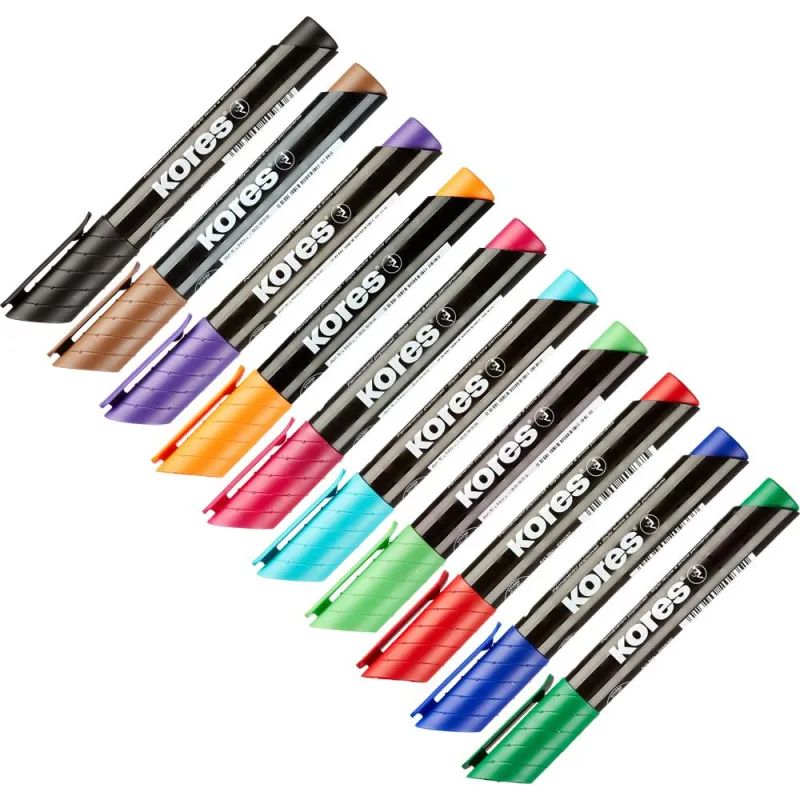 Маркер перманентный KORES набор 10 цв. 1,5-3 мм круглый наконечник &#039;20900