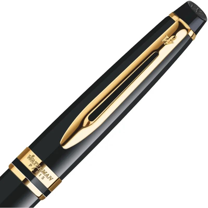 Ручка шариковая   WATERMAN EXPERT  черн.лак с позол., средн, чернила син