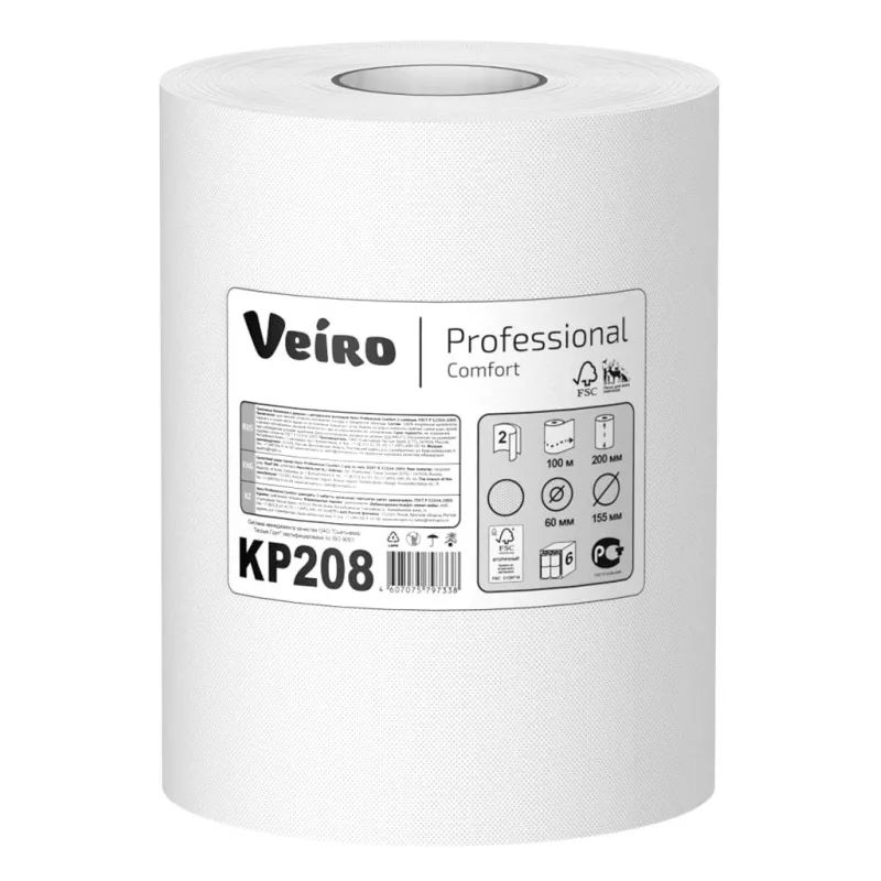 Полотенца бумажные д/держ.Veiro C1/C2 Comfort с ЦВ 2сл.100м 6рул/уп. KP208