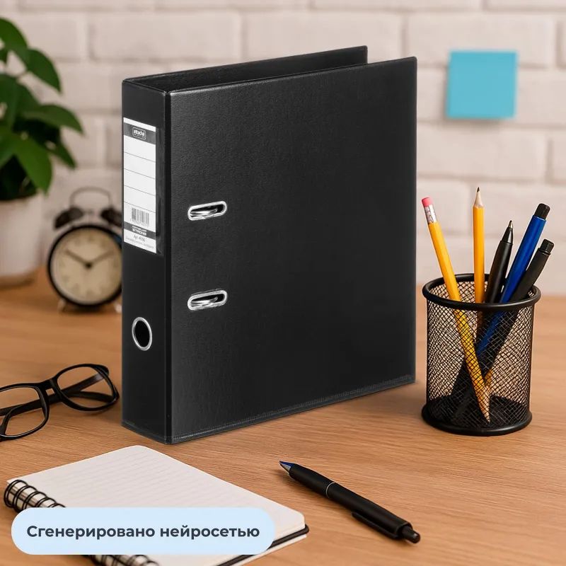 Папка-регистратор Strong Line 70мм, черный, ПБП2, карм.кор