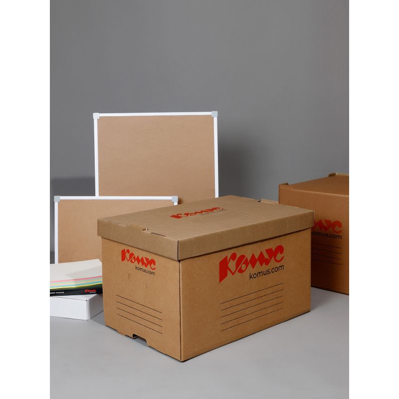 Короб архивный Комус на 6 папок 75мм, надстраив.,крышка