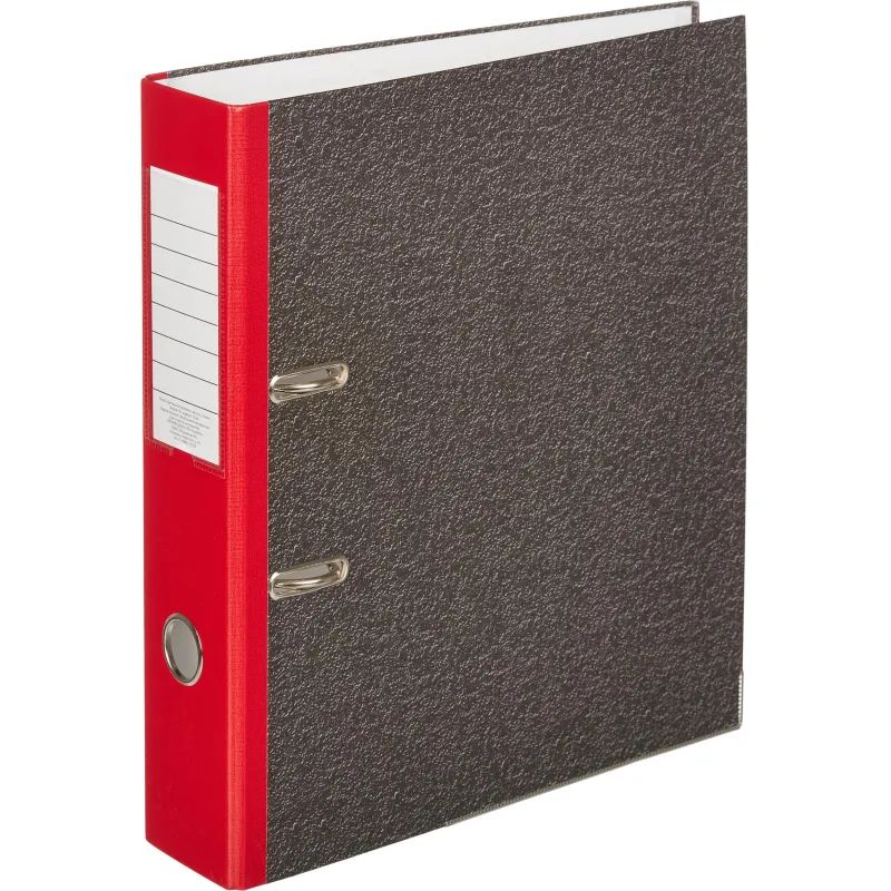 Папка-регистратор 75 мм Attache мрамор,мет.уг.,крас кореш,карм.кор,бум/бум