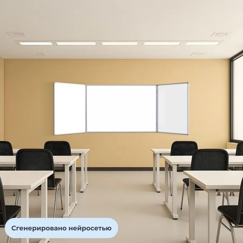 Доска магнитно-маркерная 100х300 2-створ. эмаль