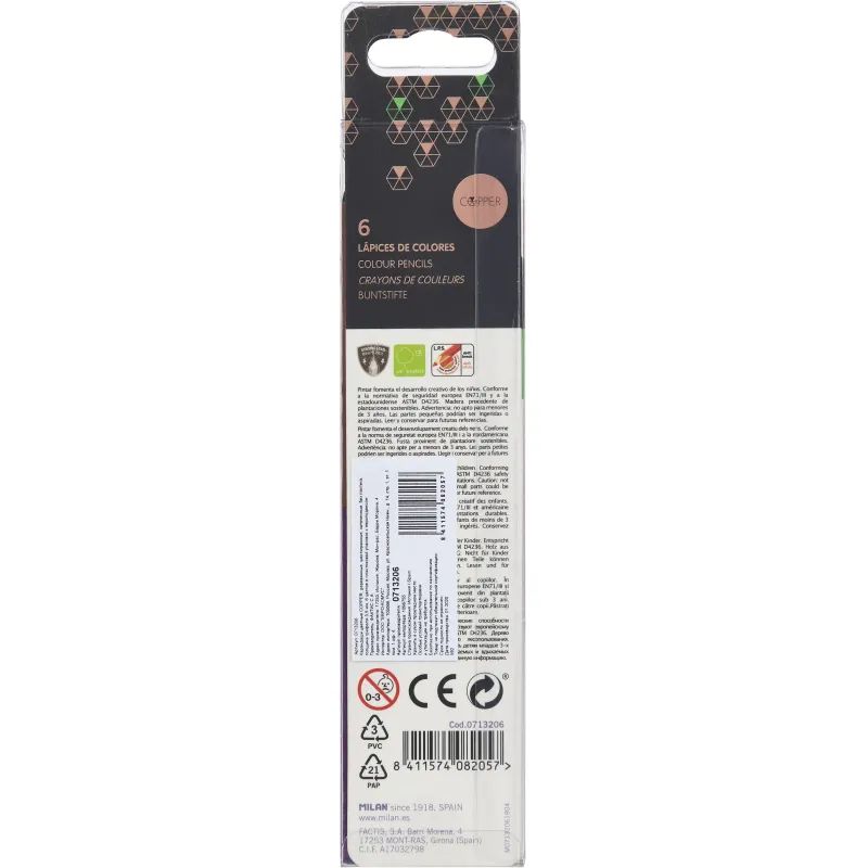 Карандаши цветные Milan Copper, 6 цв., 713206