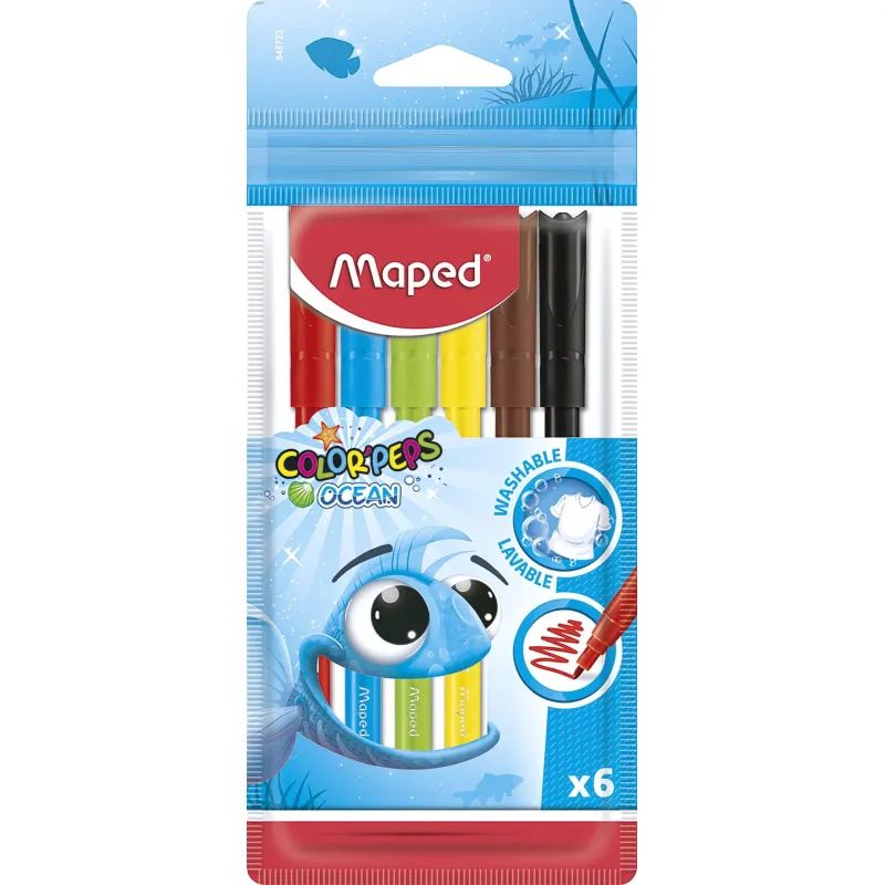 Фломастеры Maped COLOR&#039;PEPS OCEAN,супер-смываемые,6цв/наб,845723