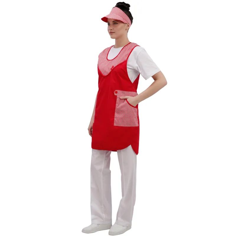 Фартук сарафан Фантазия красный с козырьком