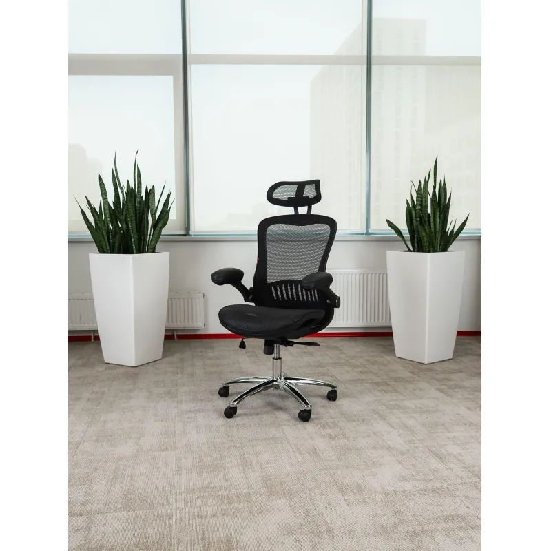 Кресло BN_Hg_EChair-552 TTW Net сетка черная, хром