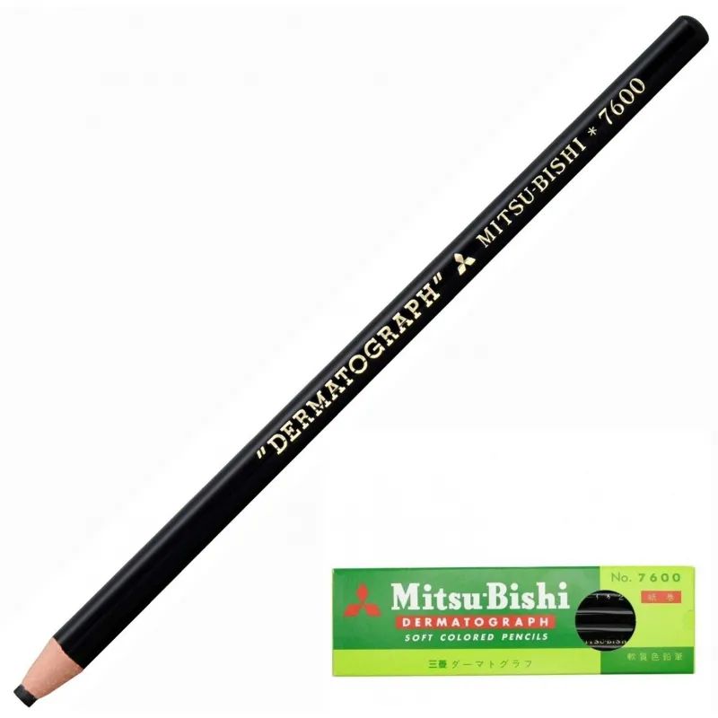 Карандаш восковый Uni DERMATOGRAPH пов-ти черн,нетреб.заточ б/лP 7600