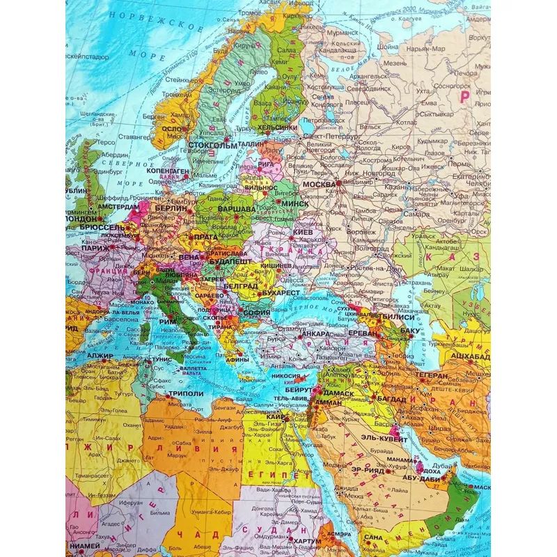 Карта настенная Мир политическая 1:34млн.,1,0х0,7м