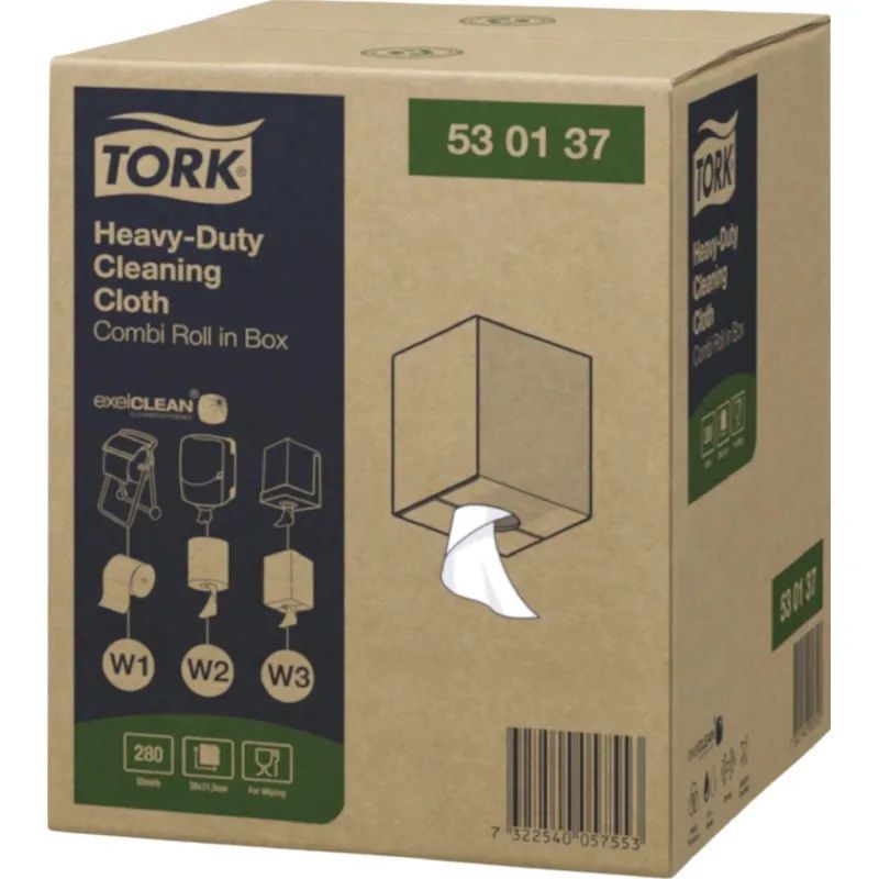 Материал протирочный нетканый Tork W1/W2/W3 280лx1рул/кор, белый 530137