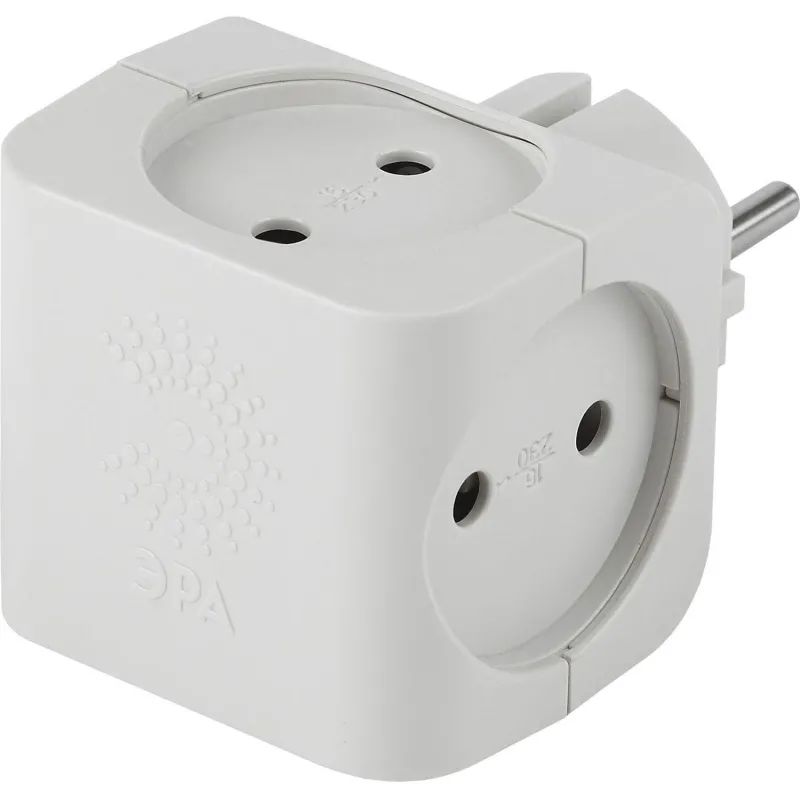 Тройник ЭРА, 4 роз/16А/3500Вт, без заземл, белый, SP-4-W