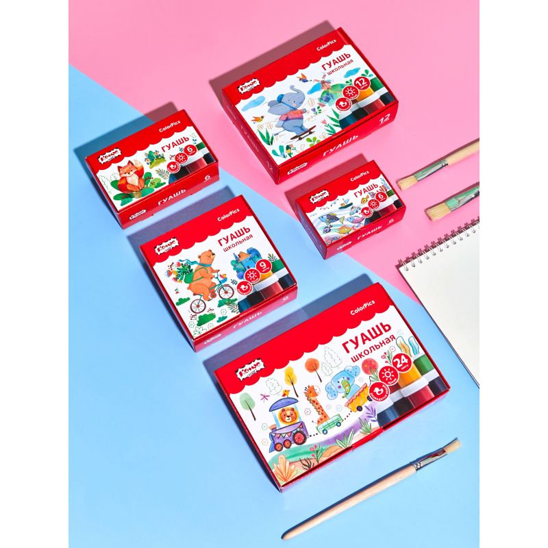 Гуашь Комус Класс ColorPics 6 цветов, 10 мл