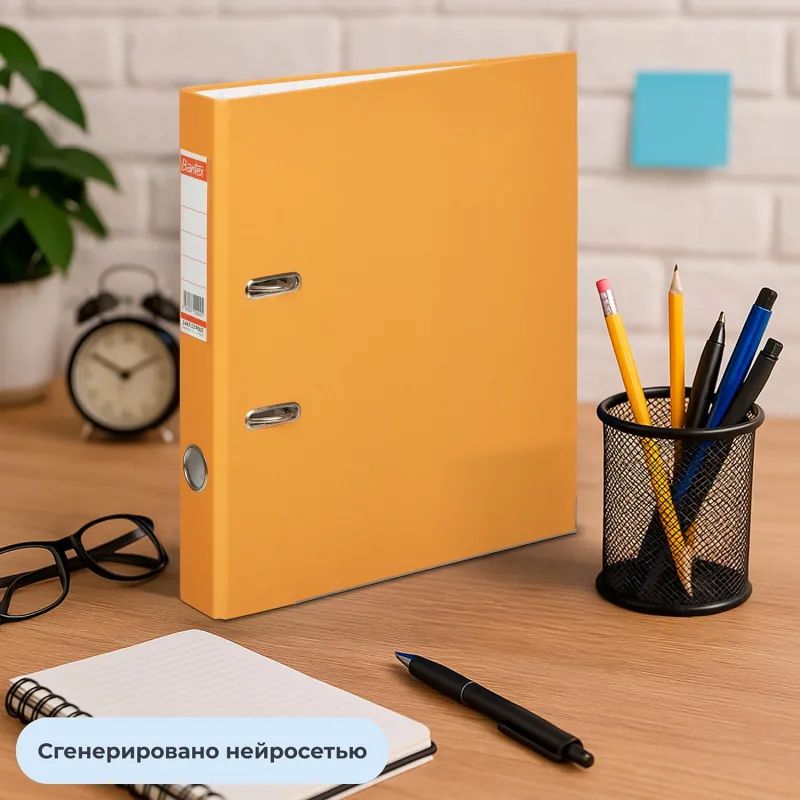 Папка-регистратор ECONOMY PLUS, 50мм,оранж,ПБП1,карм.кор.,мет.уг