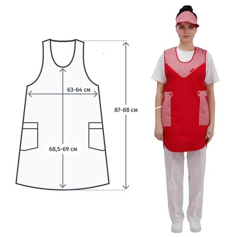 Фартук сарафан Фантазия красный с козырьком