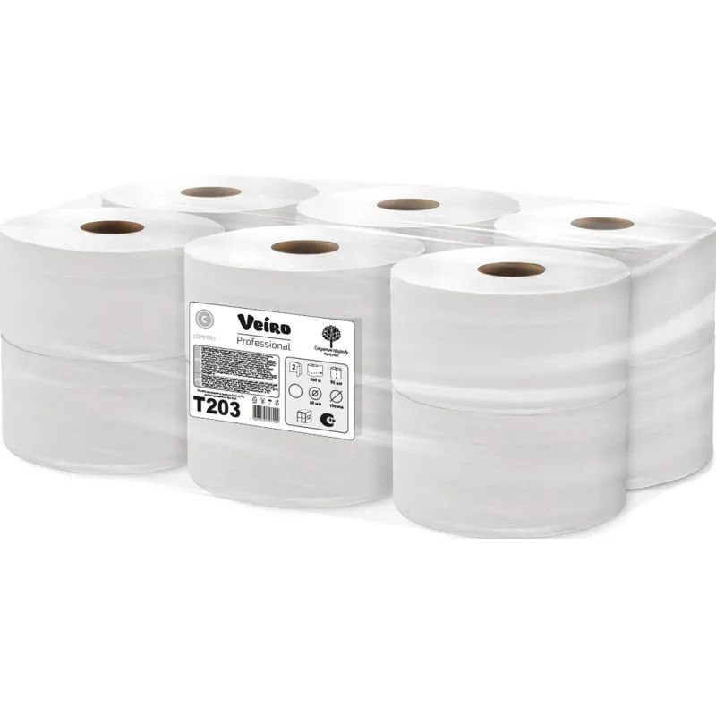 Бумага туалетная д/дисп Veiro Q2 Comf 2сл бел вторич 200м 12рул/уп T203