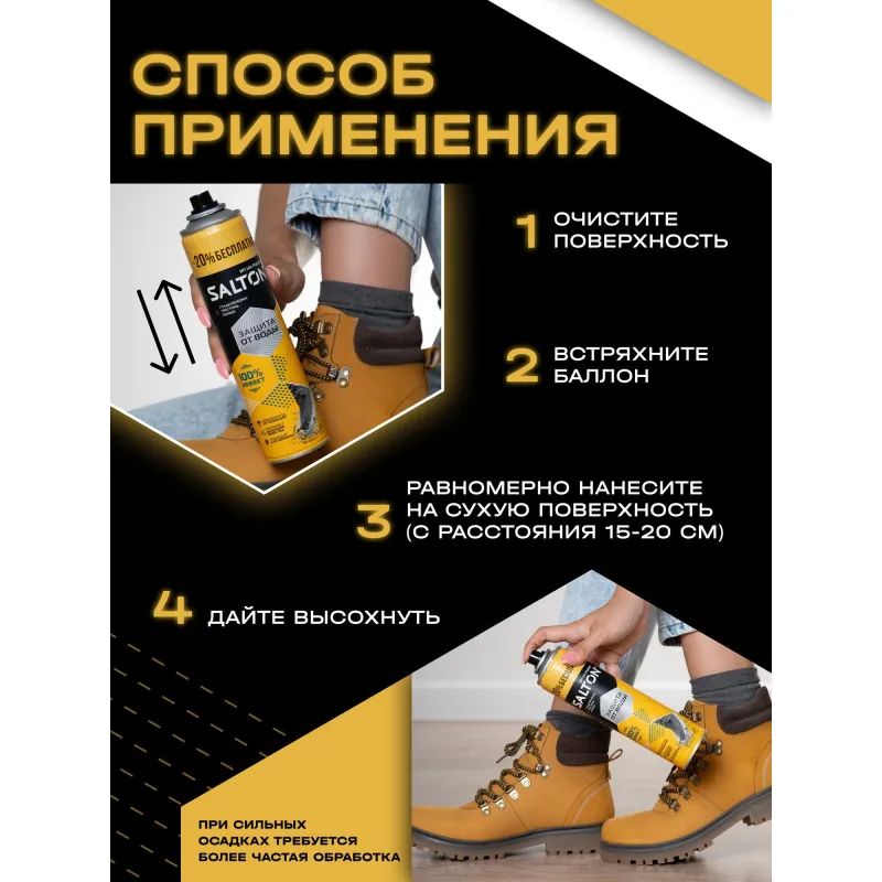 Пропитка для защиты обуви от воды SALTON 250мл+50мл 262585032