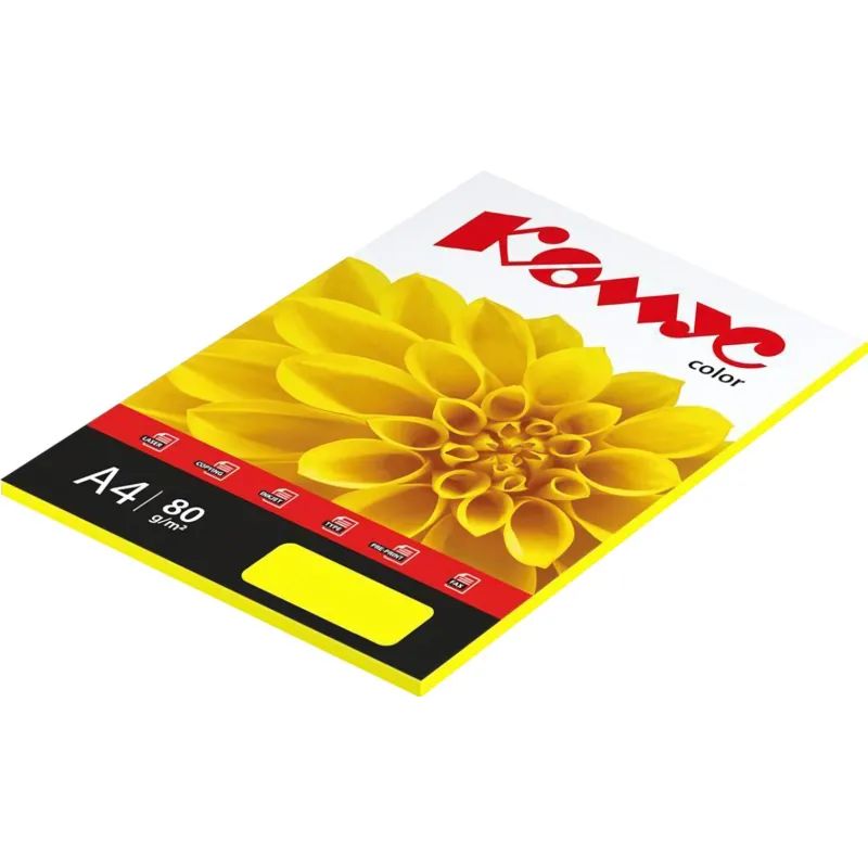 Бумага цветная Комус Color (лимон интенсив), 80г, А4, 50 л.