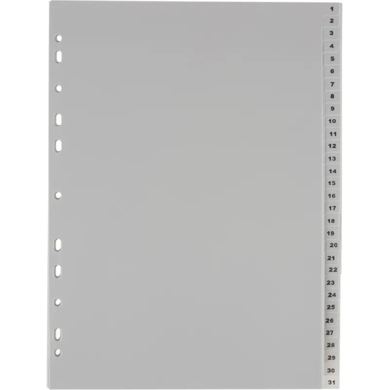 Разделитель листов из сер.пласт. с индексами Attache, А4,цифровой 1-31