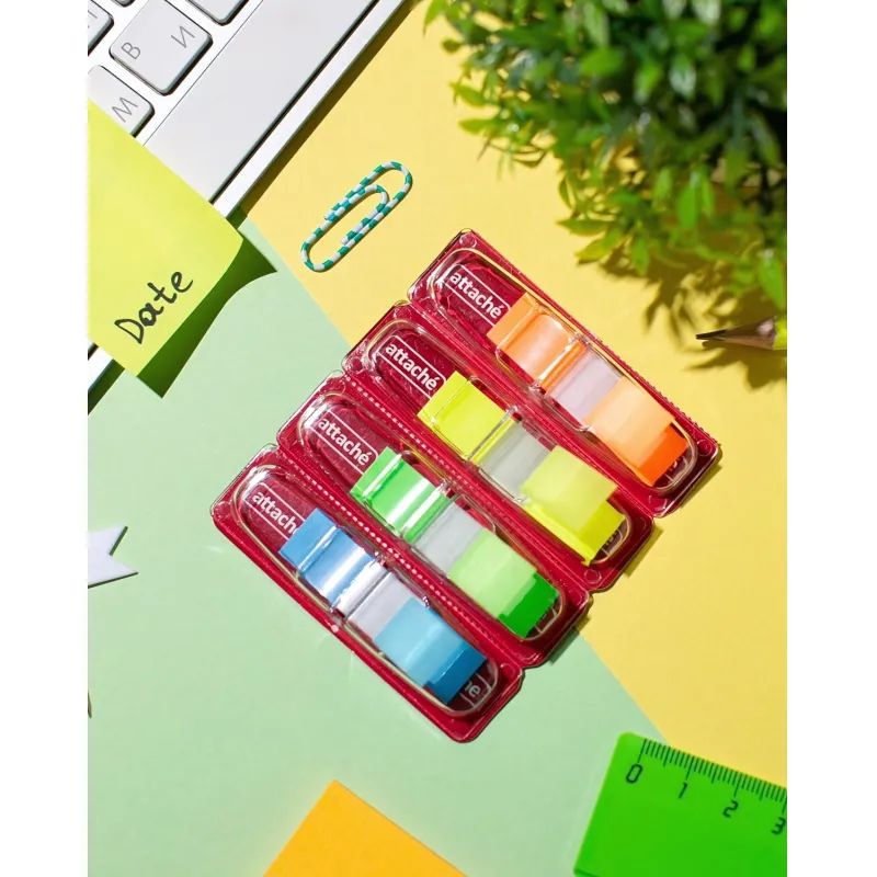 Клейкие закладки пласт. 5цв.по 25л. 12ммх45 Attache&#039; PET-01