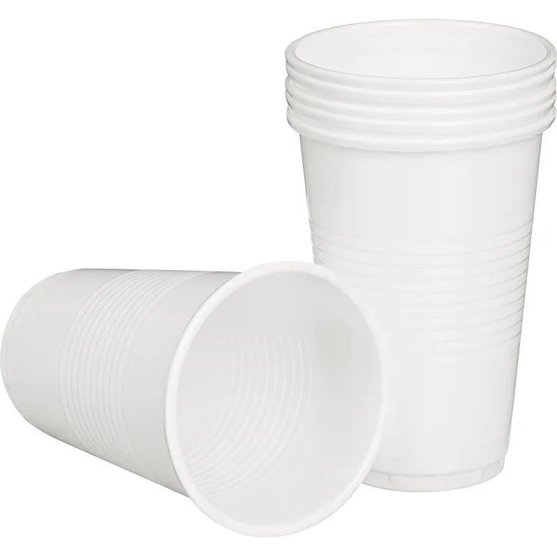 Стакан одноразовый 200мл белый, для хол/гор., бюджет, КОМУС ПП 100шт/уп.