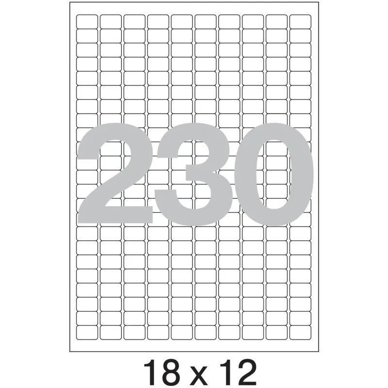 Этикетки самоклеящиеся 18х12 мм/230шт. на листе А4 (25л