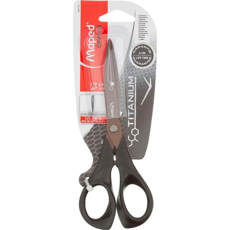 Ножницы Maped TITANIUM 170мм,титан.покр.,эргономич.пласт.ручки,черн,684110