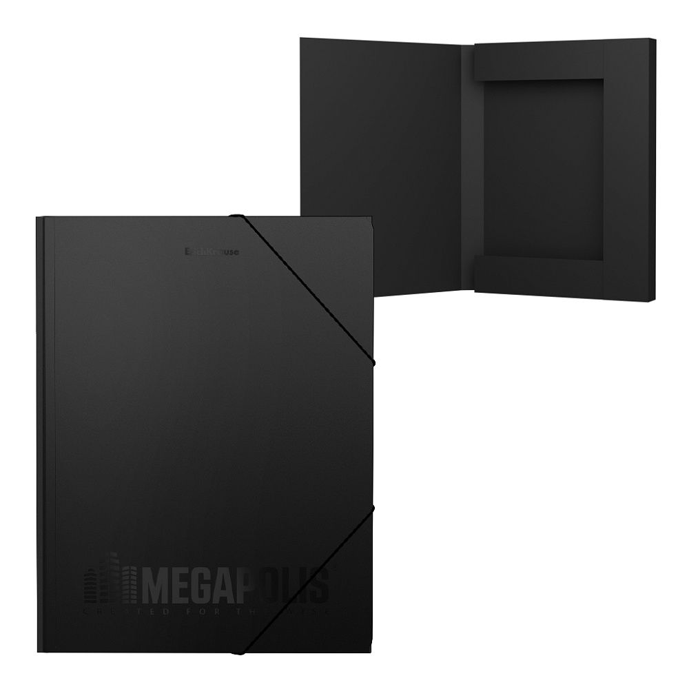 Папка на резинках пластиковая ErichKrause® MEGAPOLIS, A4, 30мм, черный