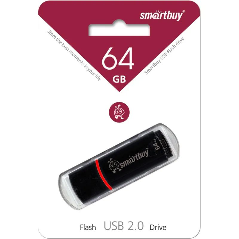 Флеш-память Smartbuy Crown, 64Gb, USB 2.0, чер, SB64GBCRW-K