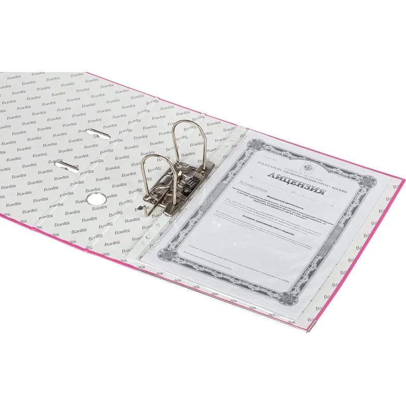 Папка-регистратор ECONOMY PLUS 80мм, фуксия, ПБП1, карм.кор.,мет.уг