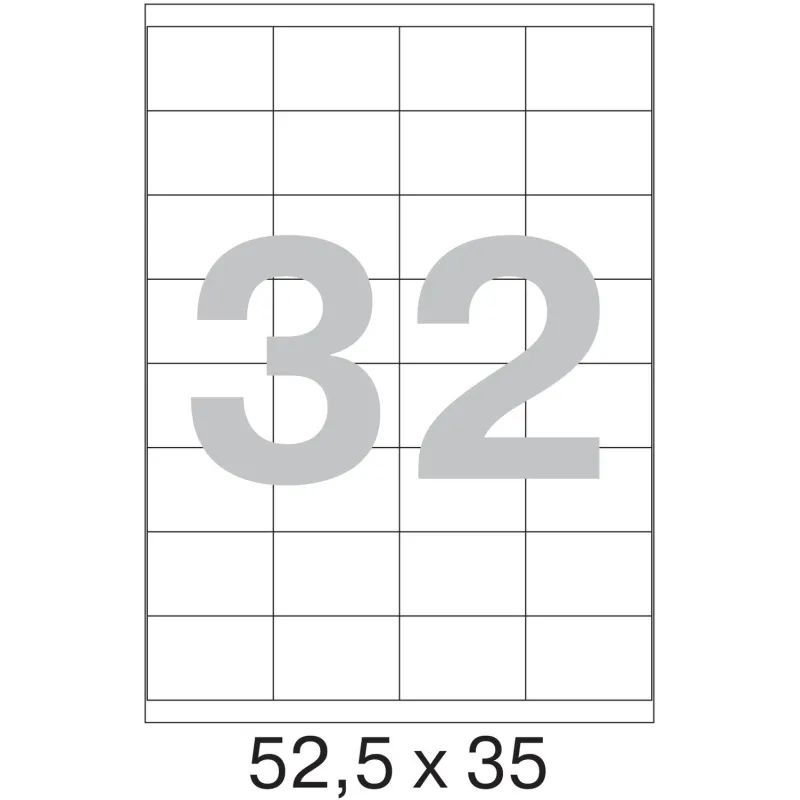 Этикетки самоклеящиеся 52,5х35 мм / 32 шт. на листе А4 (100л