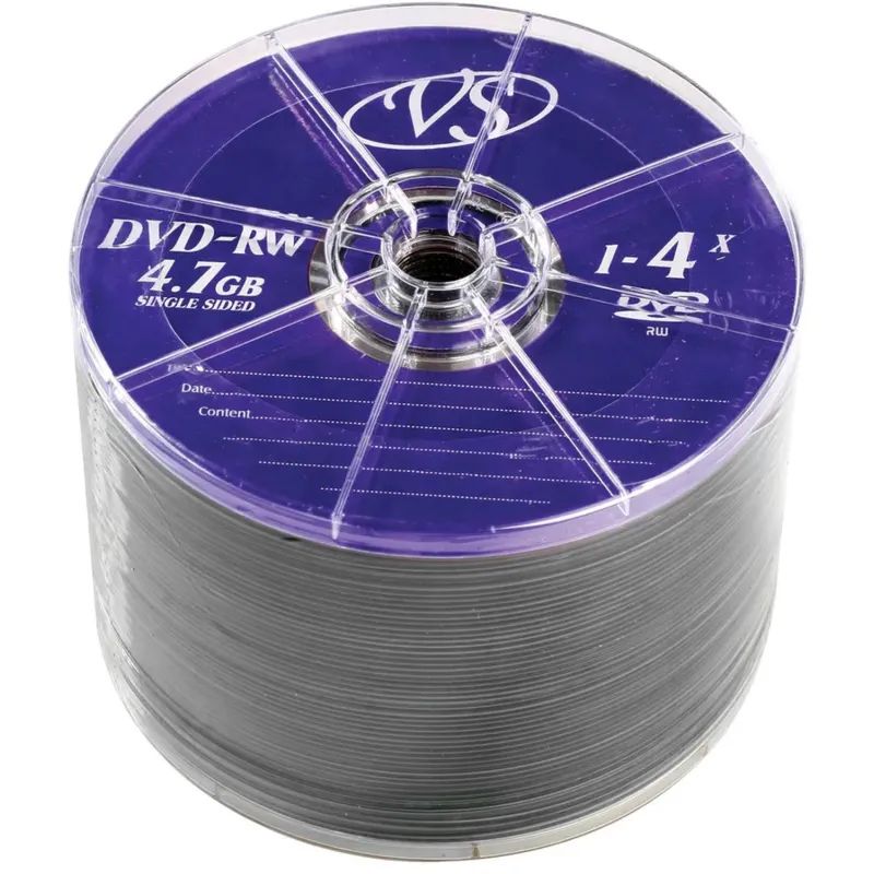Носители информации DVD-RW, 4x, VS, Bulk/50, VSDVDRWB5001