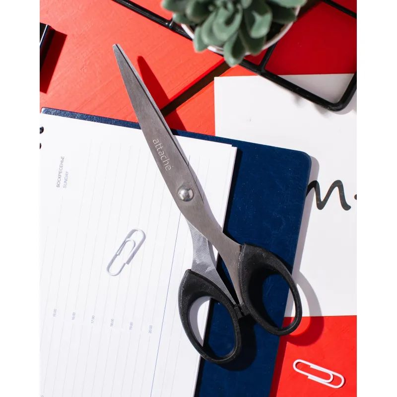 Ножницы Attache 169 мм с пластик. эллиптическими ручками,цвет черный