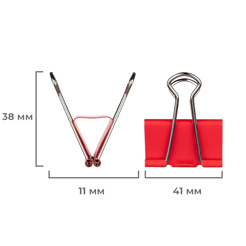 Зажимы для бумаг Attache, 41 мм, 12 шт., цветные, в карт.коробке