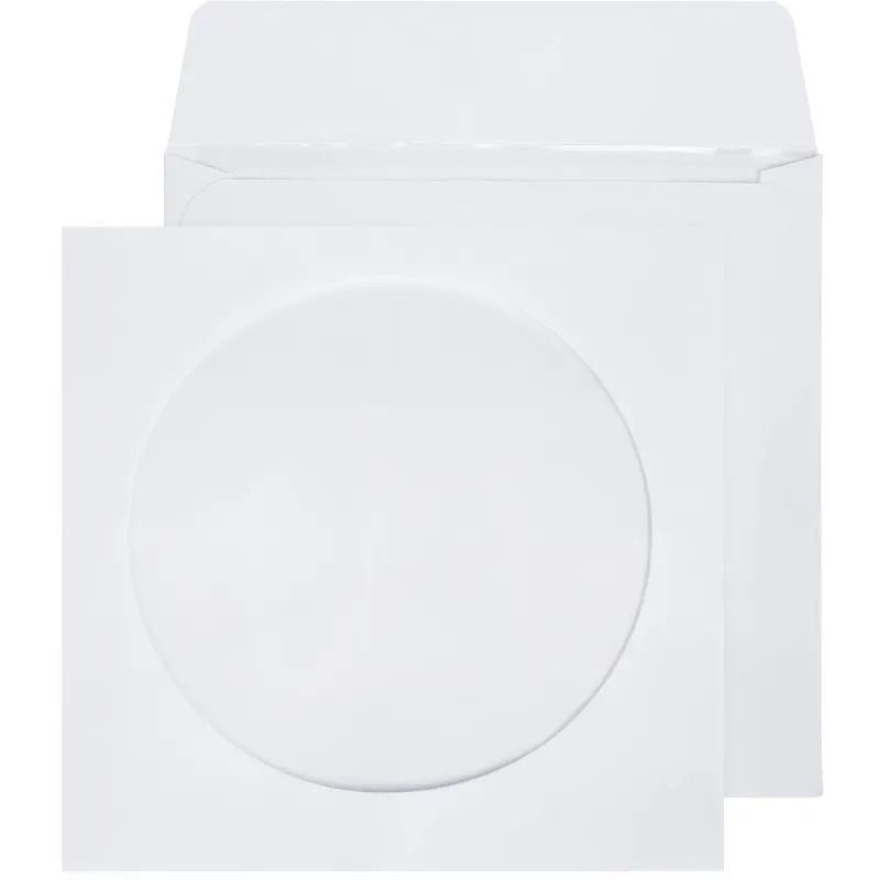 Конверт Белый CD декстрин 125х125 окно d100мм 25шт/уп/4573