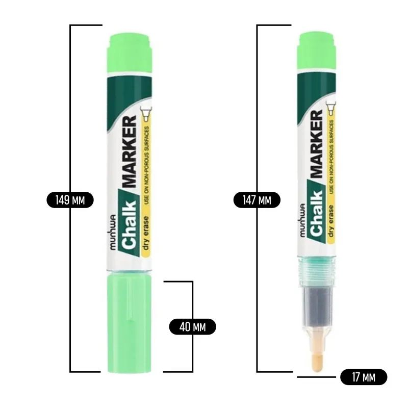 Маркер меловой MunHwa, CM-04, зелёный, 3мм