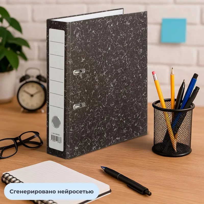 Папка-регистратор Attache Economy без мет.угол_бюдж 75мм ч/б бум/бум,карм.к