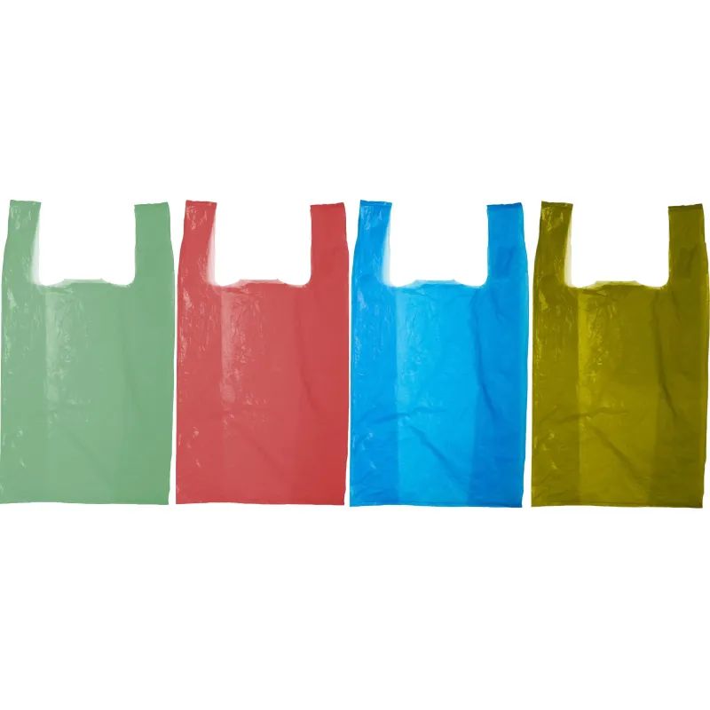 Пакет-майка ПНД 35+20х65 15мкм, 100шт./уп. цветной.