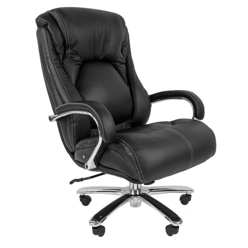Кресло VT_CHAIRMAN 402 кожа черная, хром