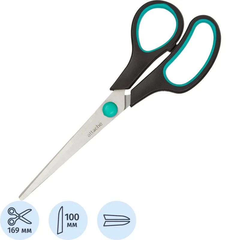 Ножницы Attache 169 мм с пласт.прорезин. руч. Attache, цвет зелен/черн