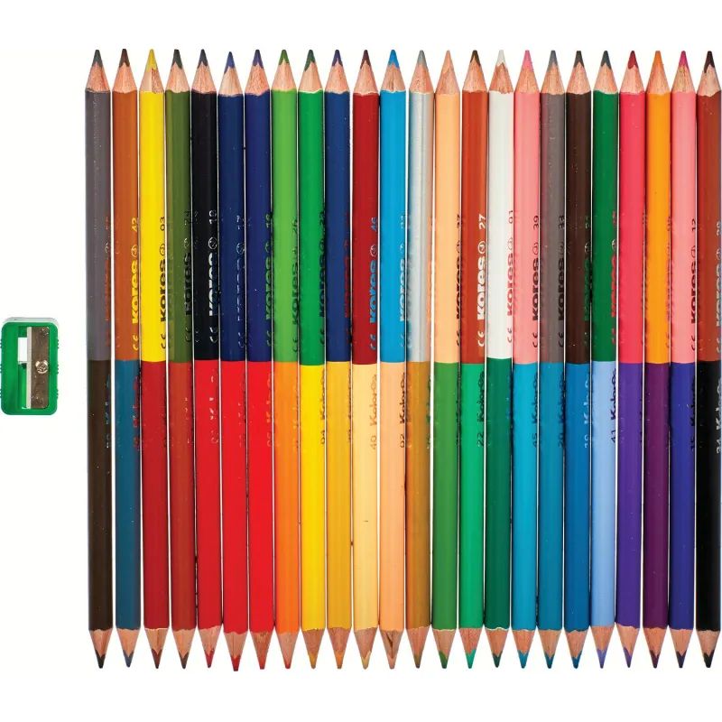 Карандаши цветные 48цв 24шт 3-гран,двустор с точилкой Kores 93224.