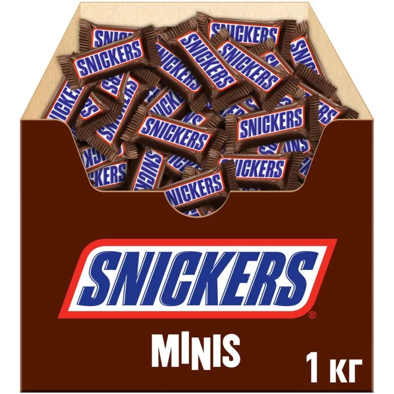 Шоколадный батончик Snickers Minis с карамелью, арахисом и нугой, 1кг