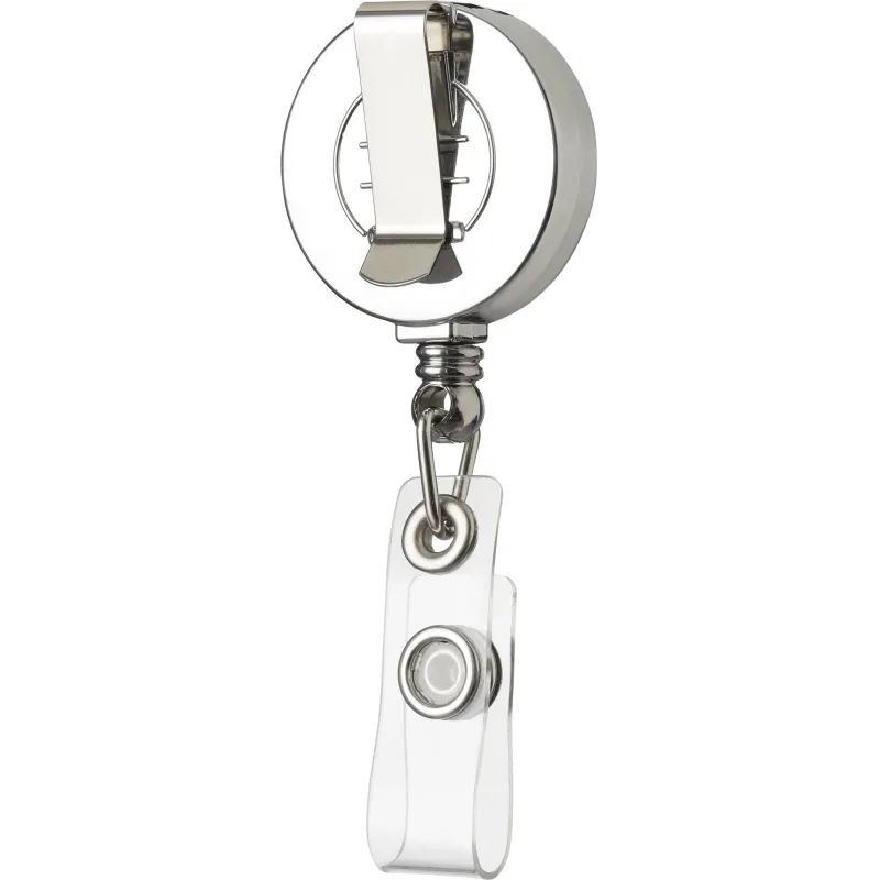 Держатель для бейджа Комус с рулеткой цвет металик (без бейджа) 1шт