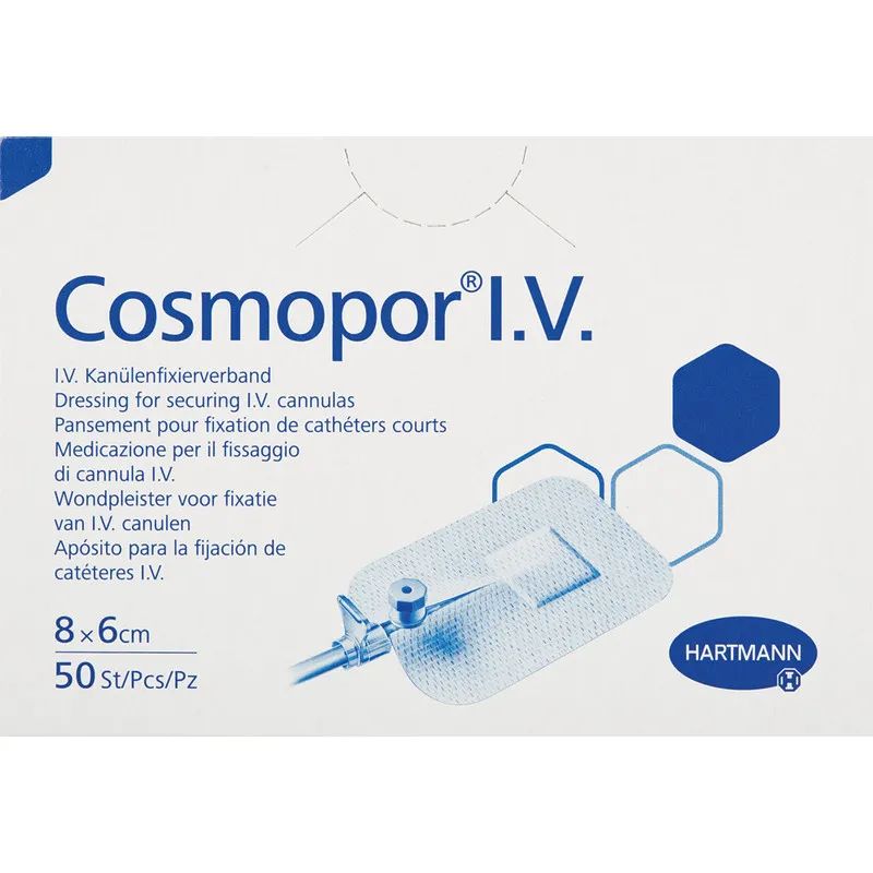 Повязка д/фикс.катет. 8х6см  50шт. COSMOPOR I.V. 9008054