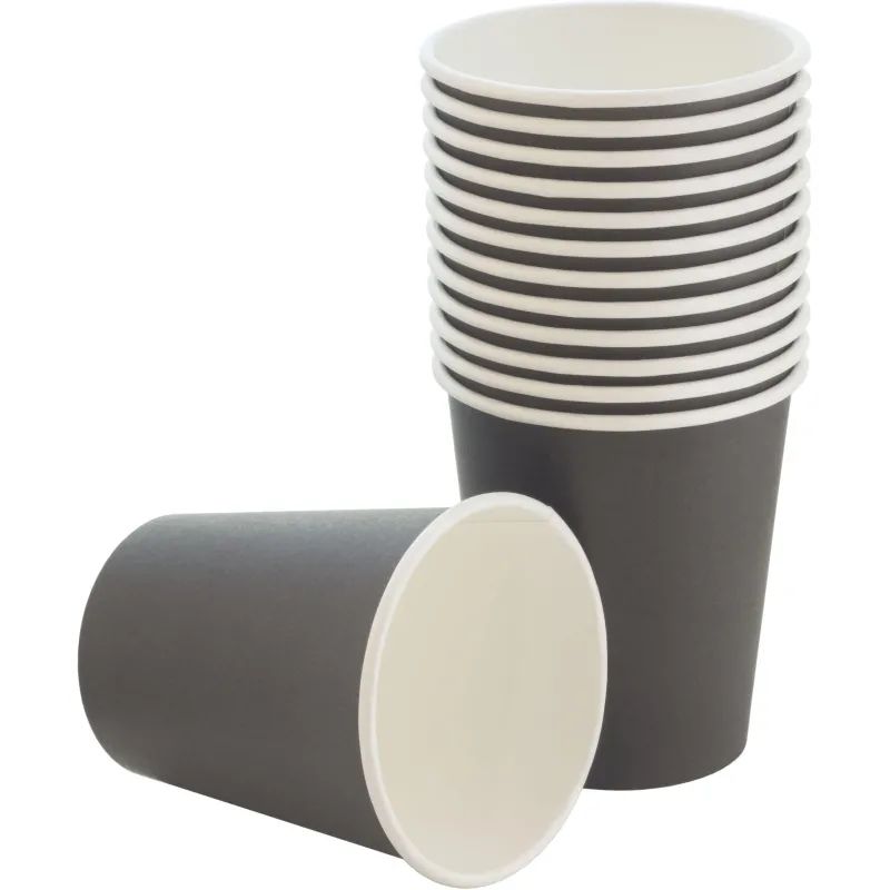 Стакан одноразовый бум 1-сл. d-80мм 250мл черный КОМУС 75шт/уп