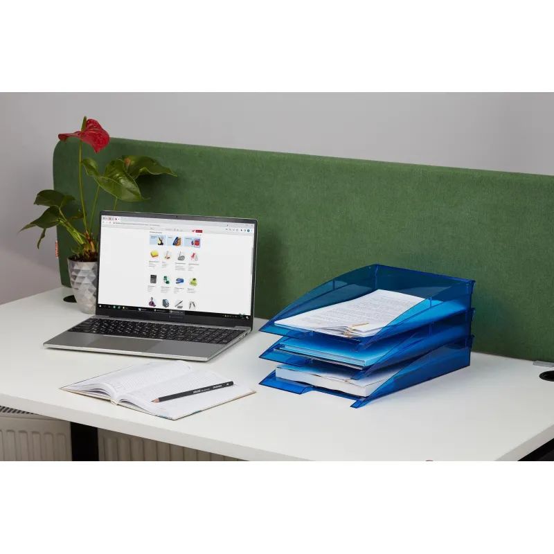 Лоток горизонтальный Attache City прозр. Синий