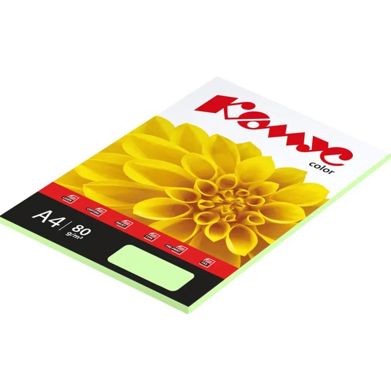 Бумага цветная Комус Color (зеленая пастель), 80г, А4, 50 л.