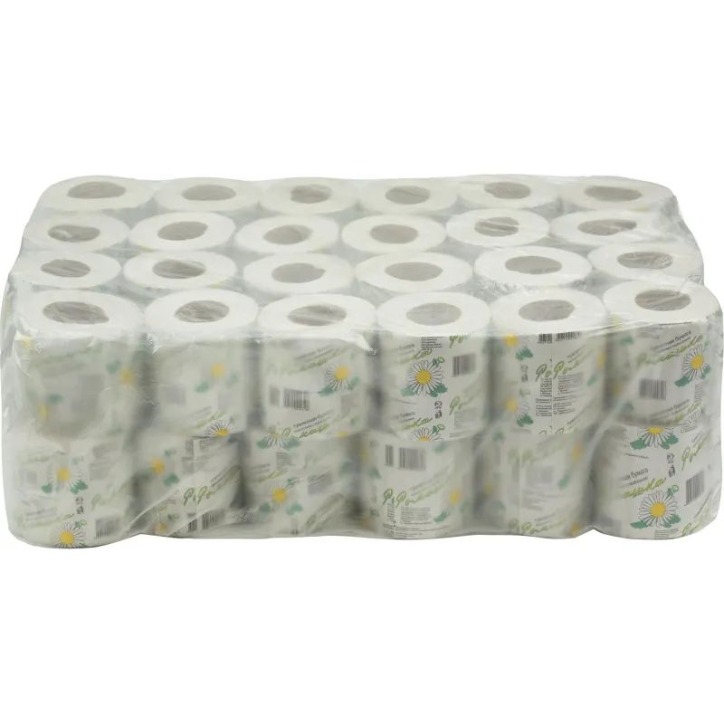 Бумага туалетная 1-сл. ОСТРОВСКАЯ Ромашка втул. сер 26м, 48рул/уп
