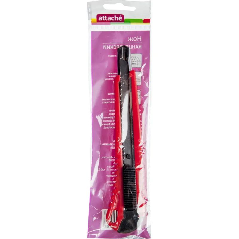 Нож канцелярский 9мм Attache с фиксатором и металлическими направляющими